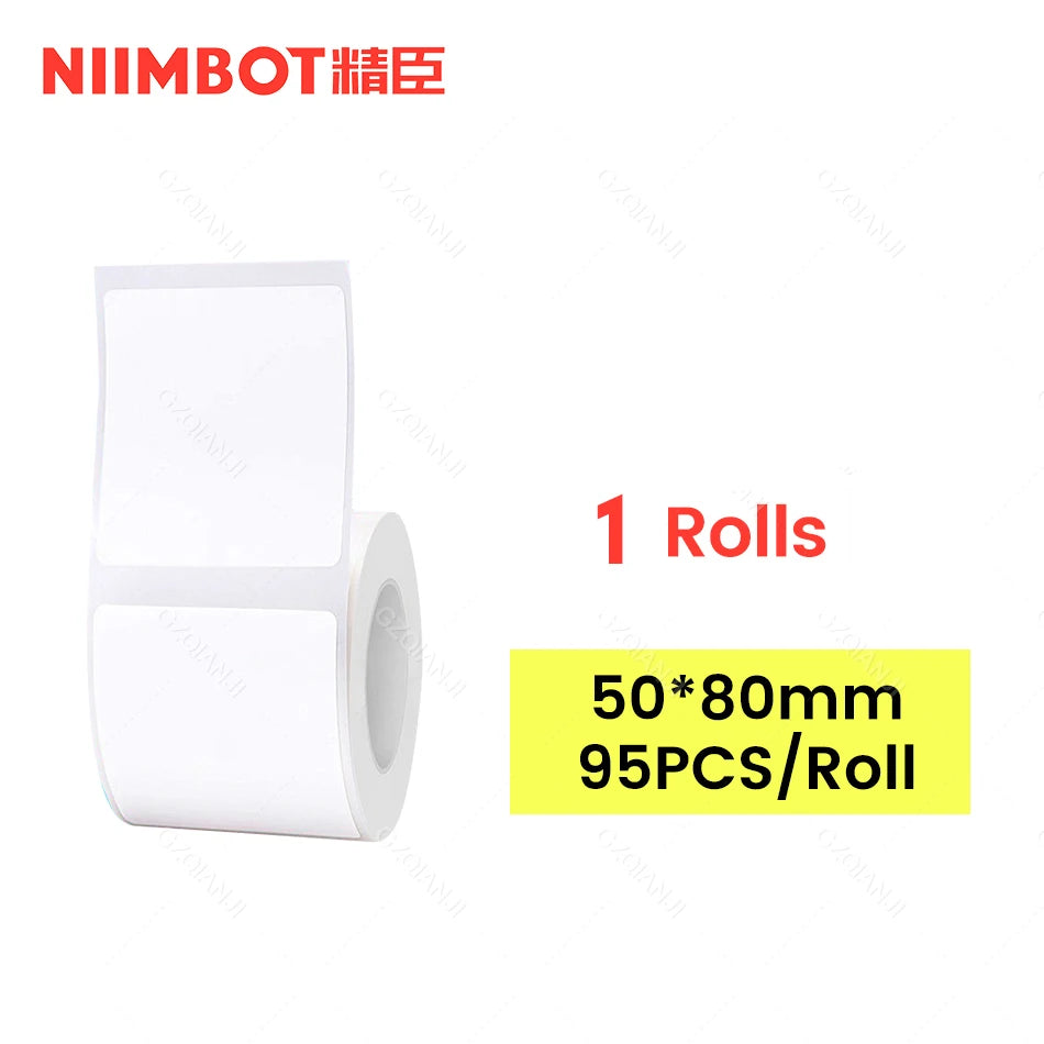 Niimbot Thermal Label Rolls – B1 B21 B203 B3S Compatible Label Maker Tape PRIMED 50X80mm