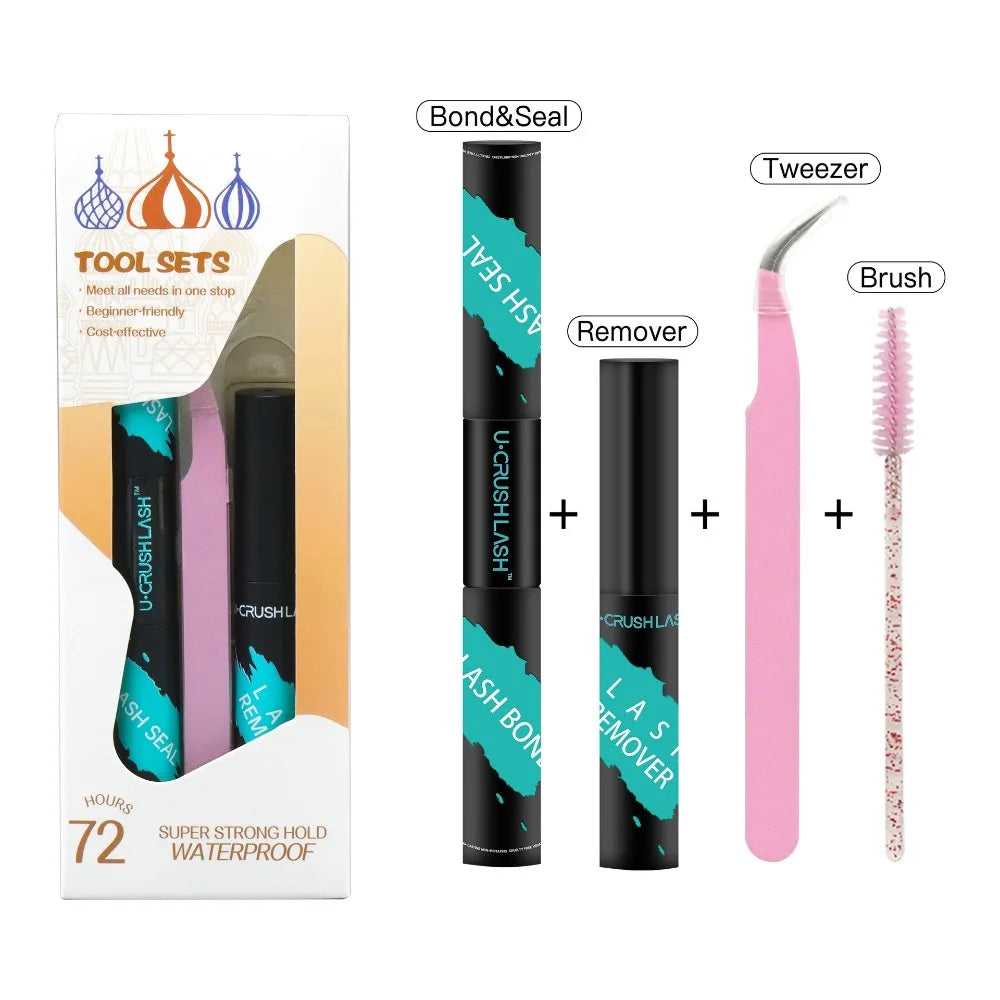 Waterproof Lash Extension Glue Kit with Remover & Tweezers