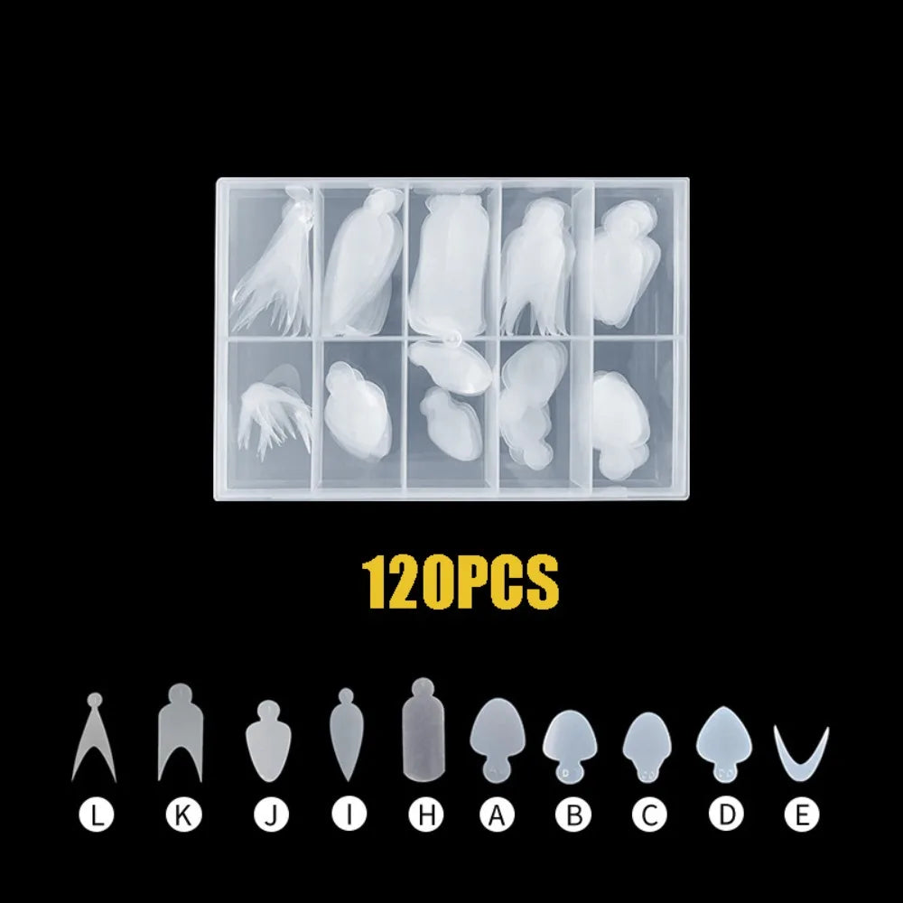 120Pcs Reusable Nail Extension Dual Forms Silicone Kit + Storage Box