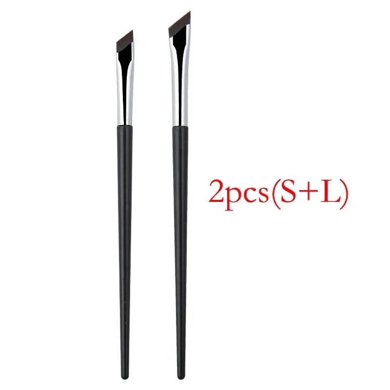 2-Pack Ultra-Thin Blade Eyeliner & Angled Eyebrow Brush Set Makeup Brush Set PRIMED 2pcs(S and L)