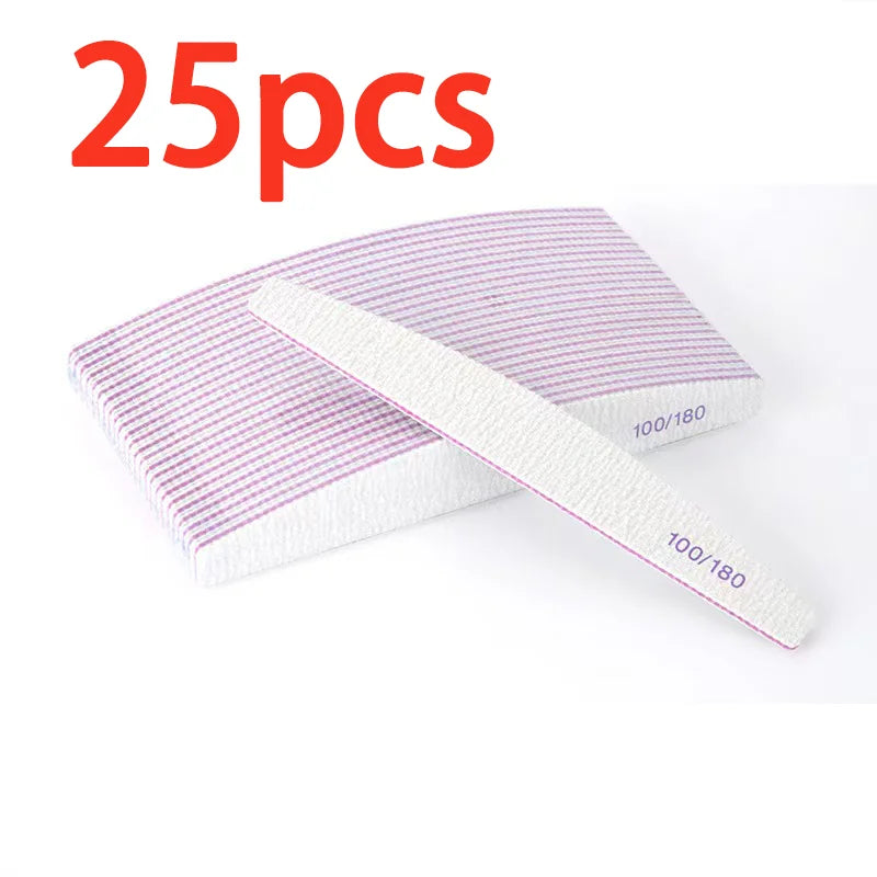 Professional Nail Files 10/25 Pcs Double Sided Emery Board 100/180 Grit