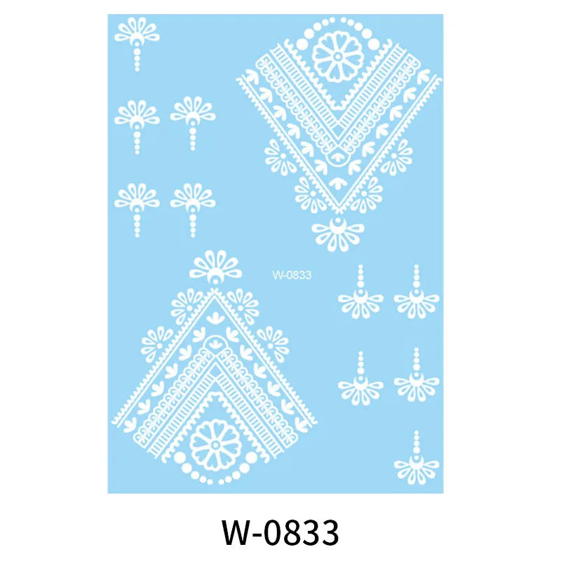 White Henna Flower Temporary Tattoo Sticker – Body Art