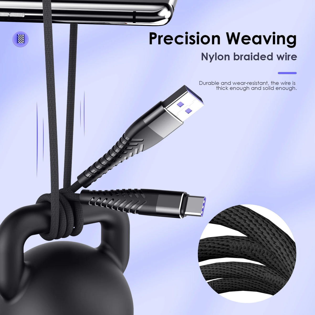 100W 7A USB-C Fast Charging Nylon Braided Cable 0.25M–3M USB-C Charging Cable PRIMED
