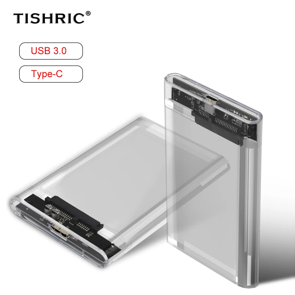 TISHRIC 2.5" SATA to USB 3.0 HDD SSD Enclosure | Type-C HDD SSD Enclosure PRIMED