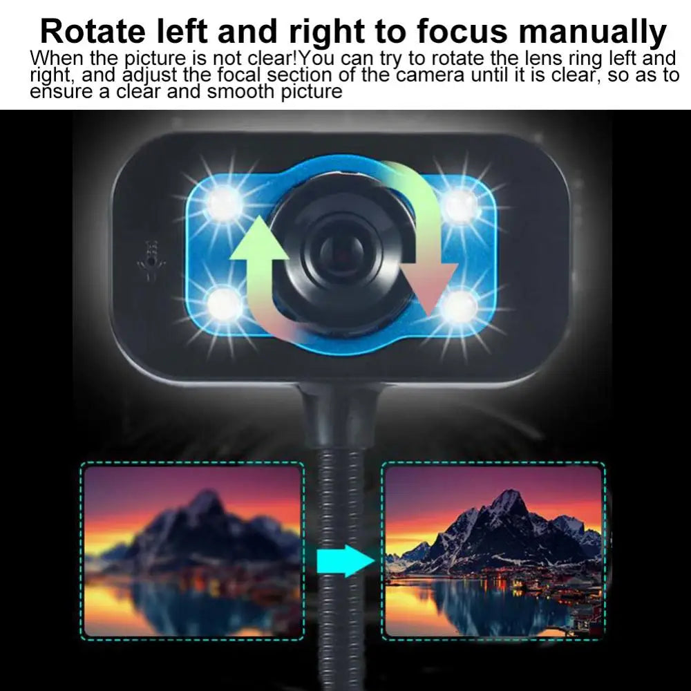 USB Night Vision Webcam with Mic – 8MP HD for Laptop & PC USB Webcam PRIMED