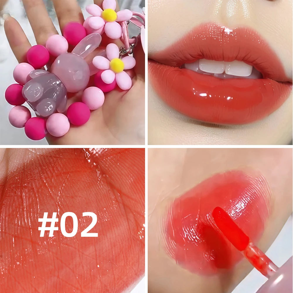 SAM SUGAR Rabbit Keychain Lip Gloss – Mirror Glaze & Moisturizing