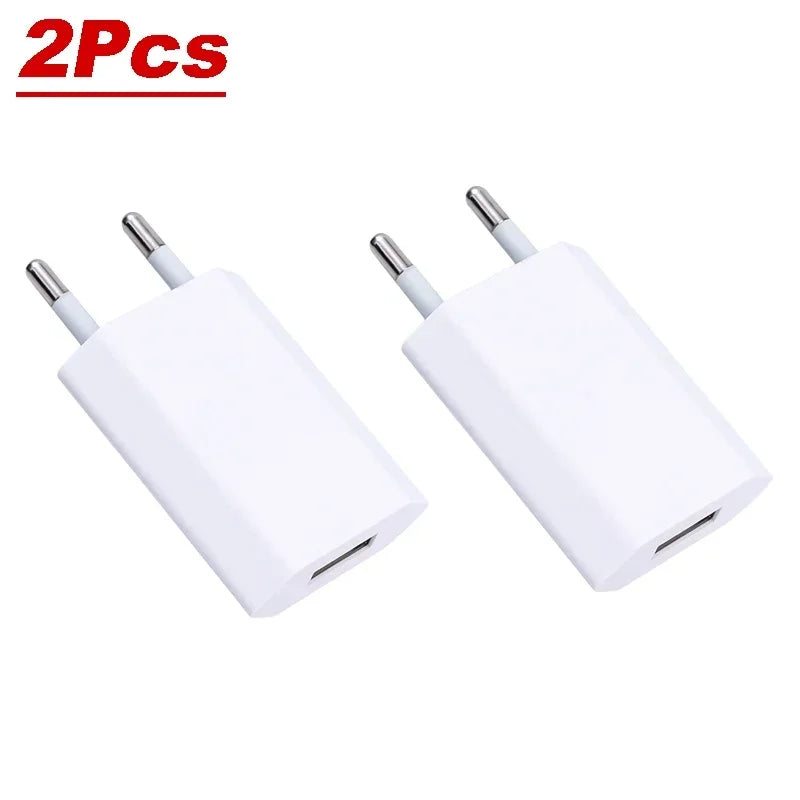 Universal 5V 1A EU USB Wall Charger – 1–5 Pack USB Wall Charger PRIMED 2Pcs EU Plug