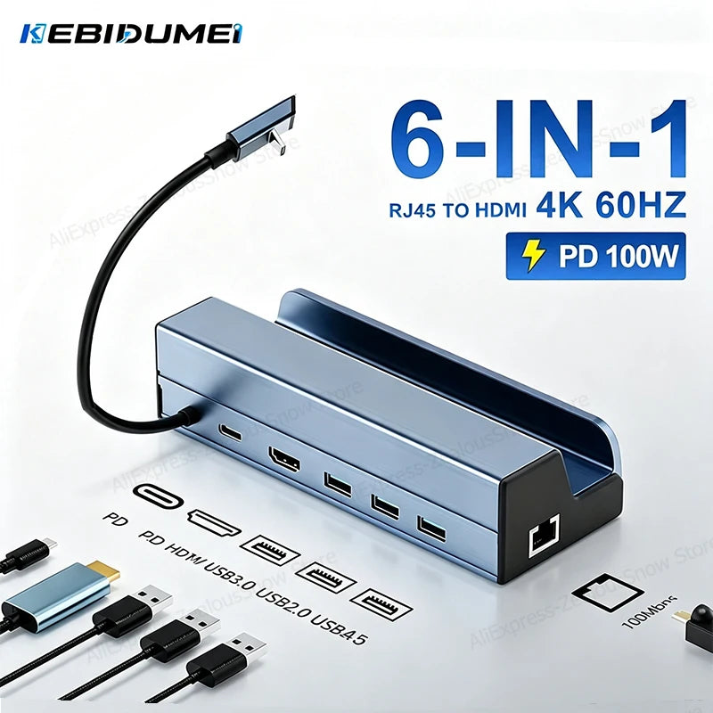 6-in-1 Steam Deck Dock – 4K HDMI, USB & PD 100W Charging USB-C Docking Station PRIMED