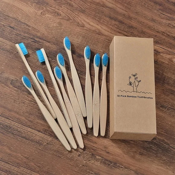 10-Pack Bamboo Toothbrush – BPA Free Soft Charcoal Bristles