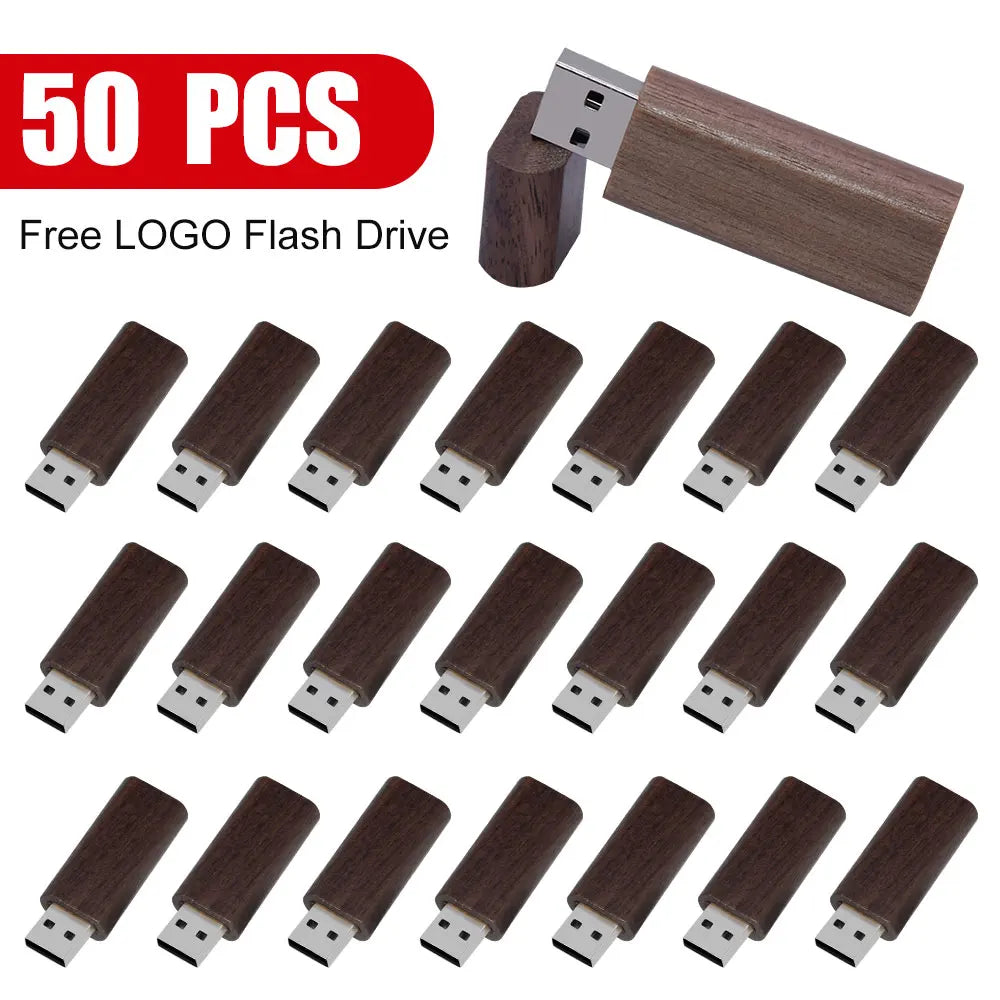 Custom Logo Wooden USB Flash Drive 4GB–64GB | Laser Engraved Custom USB Flash Drive PRIMED 16 GB 50pcs Walnut wood China Mainland