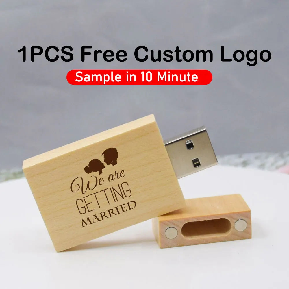 Wooden USB Flash Drive Custom Logo 4GB–128GB | Gift Box USB Flash Drive PRIMED