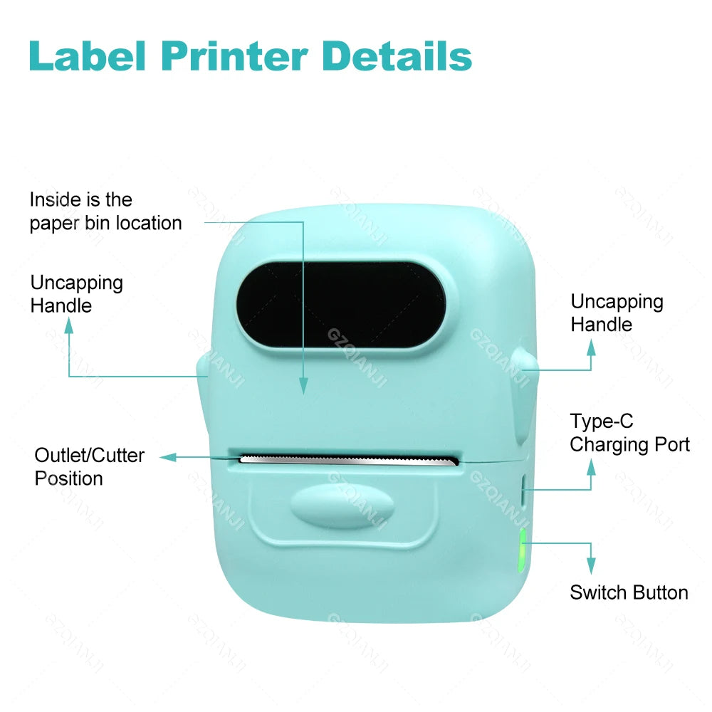 Marklife P50 Bluetooth Thermal Label Printer | Portable Label Maker Thermal Label Printer PRIMED