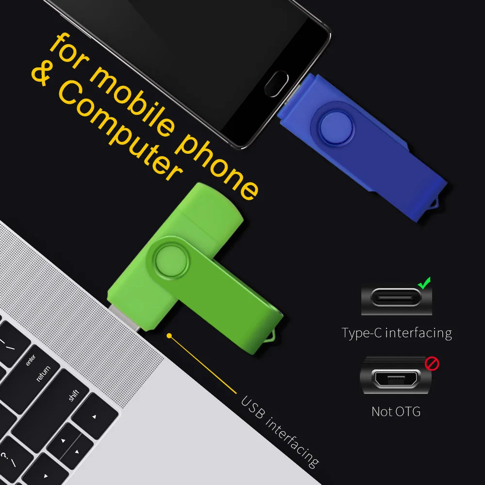 10-Pack 64GB USB-C & USB-A 2-in-1 Flash Drives | Metal Pen Drive USB Flash Drive PRIMED