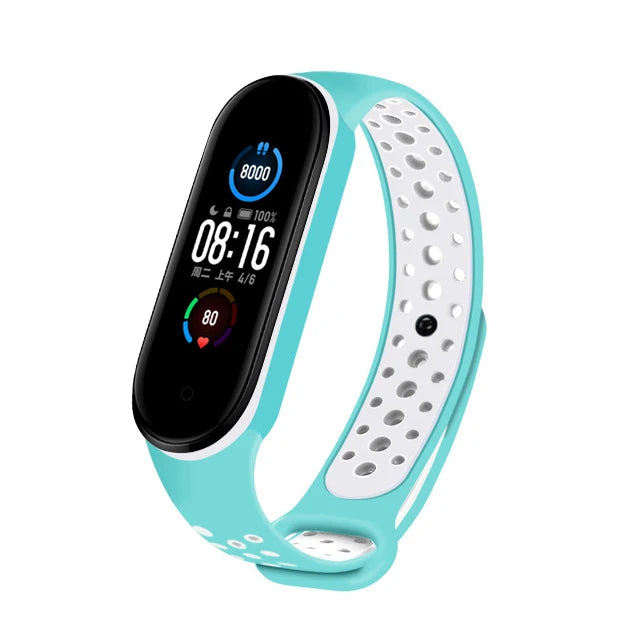 Silicone Strap for Xiaomi Mi Band 3 4 5 6 7 – Sport Band Smartwatch Band PRIMED green-white For Mi band 3 4