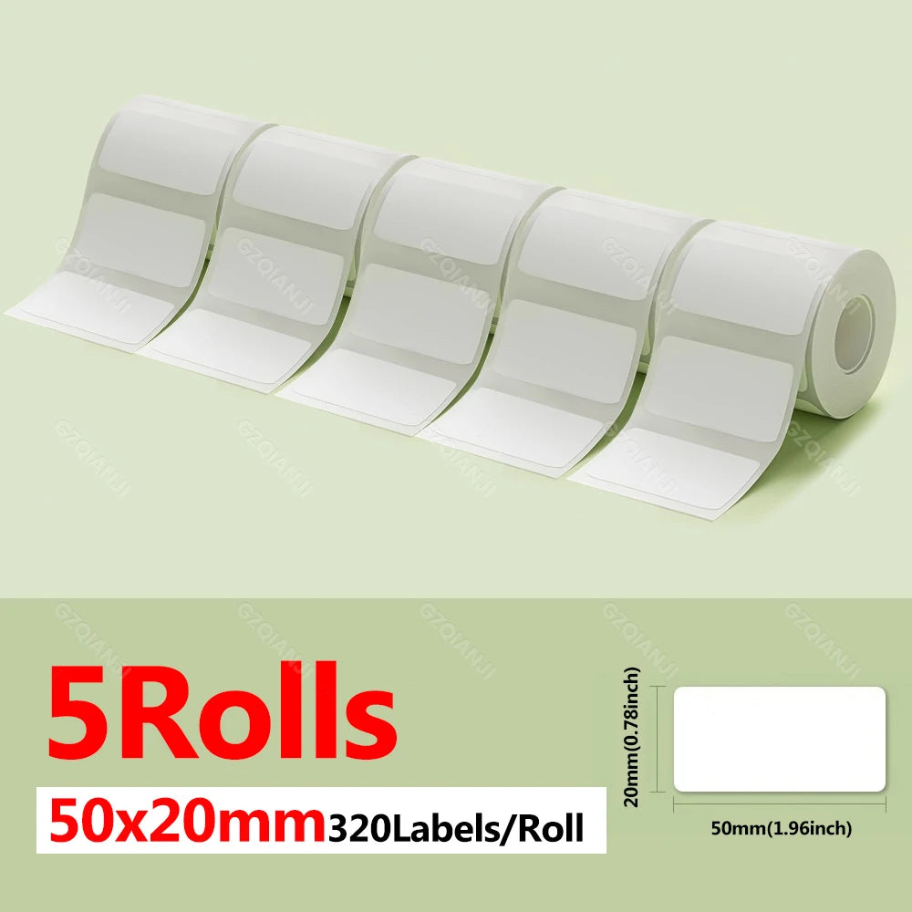 Niimbot Thermal Label Rolls 5-Pack | Waterproof B1 B21 B203 Thermal Label Rolls PRIMED 5WH 50-20mm