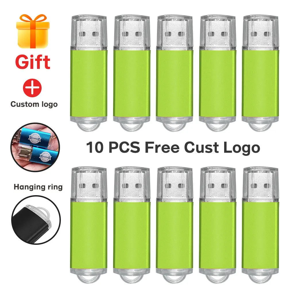 10-Pack Custom Logo Metal USB Flash Drives 512MB–64GB USB Flash Drive PRIMED 128M green-B
