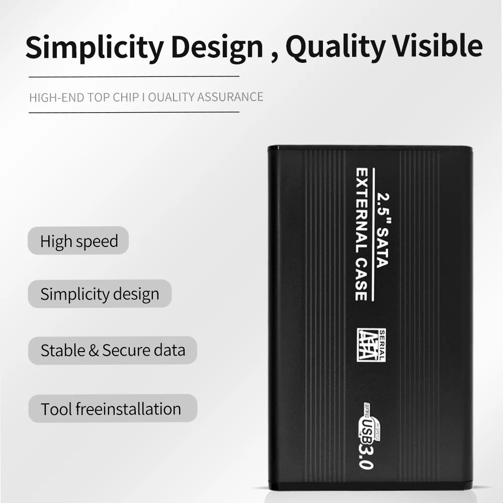TISHRIC 2.5" SATA to USB 3.0 External Hard Drive Enclosure Hard Drive Enclosure PRIMED