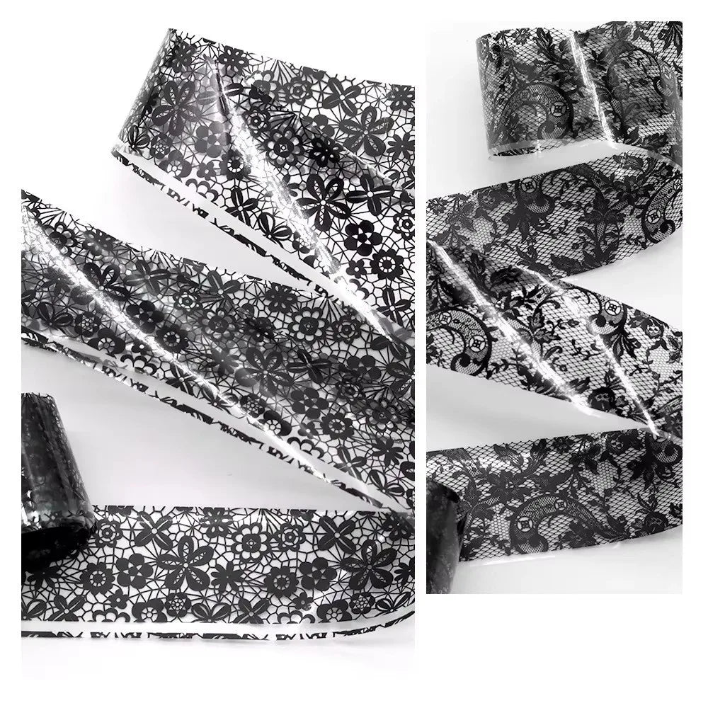 Nail Foil Transfer Stickers – Lace, Leopard & Stripe Designs