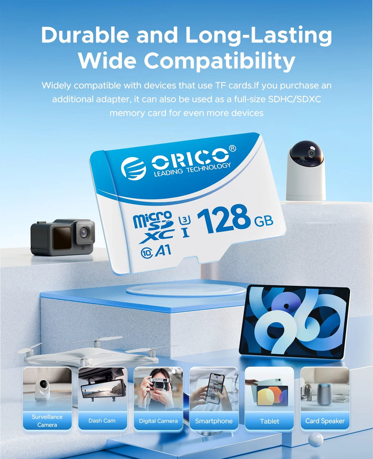 ORICO Micro SD Card 16–128GB A1 U3 Class 10 | Camera & Drone Micro SD Card PRIMED