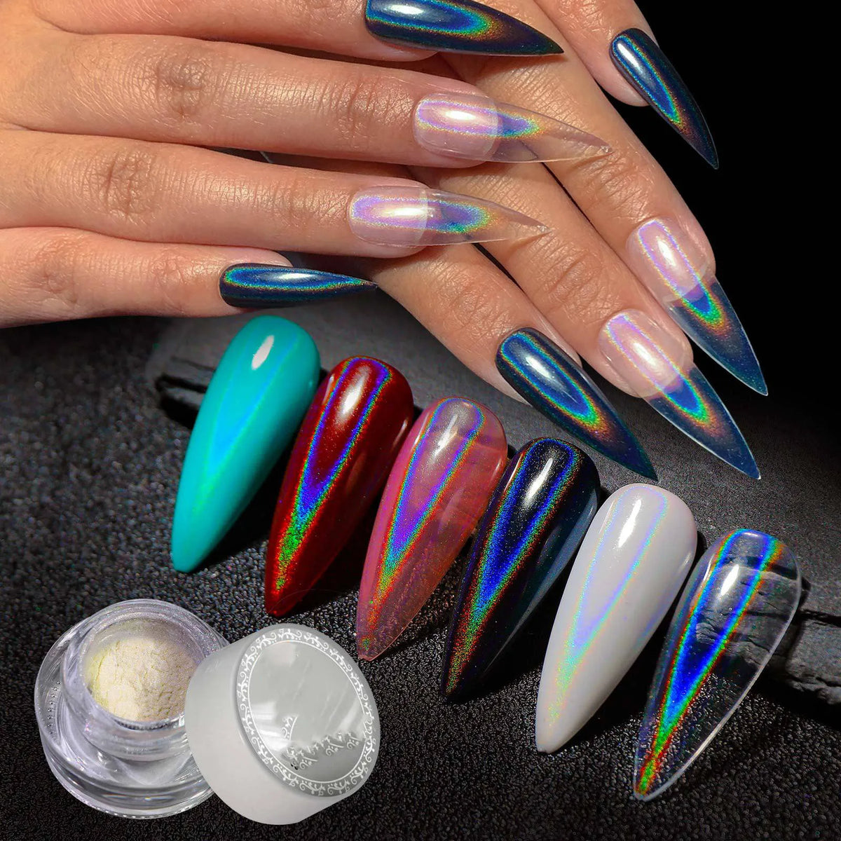 Holographic Nail Glitter Powder – Chrome Mirror Pigment Dust