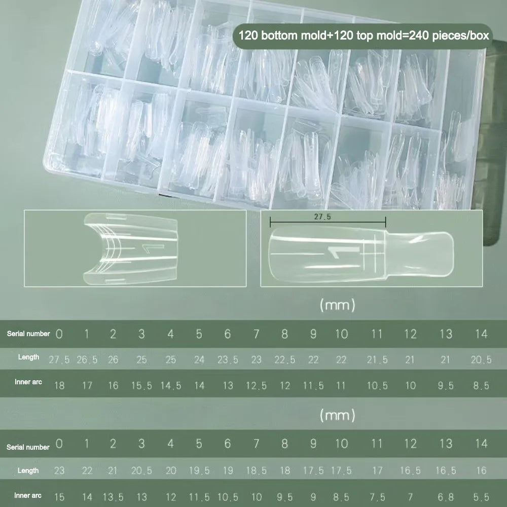 240pcs Oval Dual Nail Forms – Gel & Acrylic Clear Extensions
