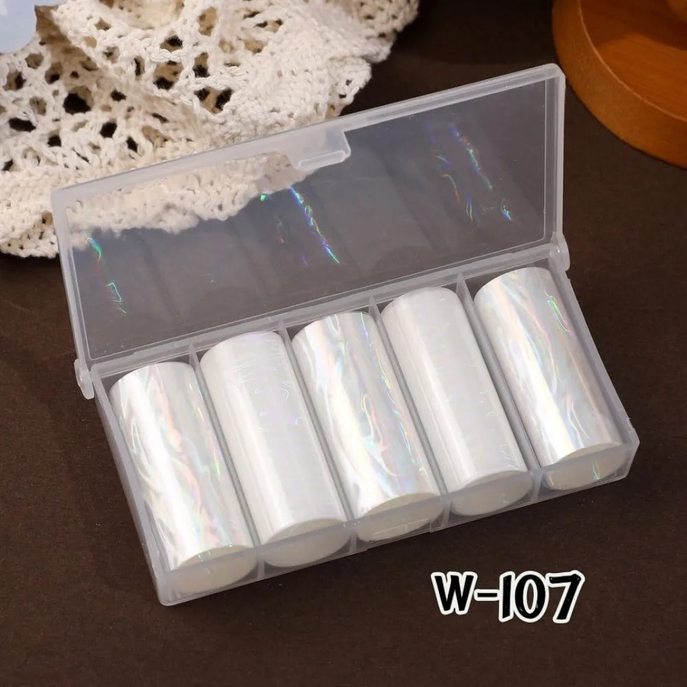 Lace Holographic Nail Foils – Black & White Sequin Stickers