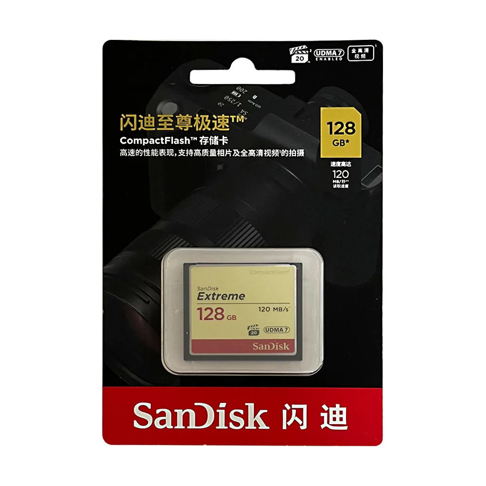 SanDisk Extreme CF Card 32GB 64GB 128GB 800X – DSLR Memory CompactFlash Memory Card PRIMED 128GB