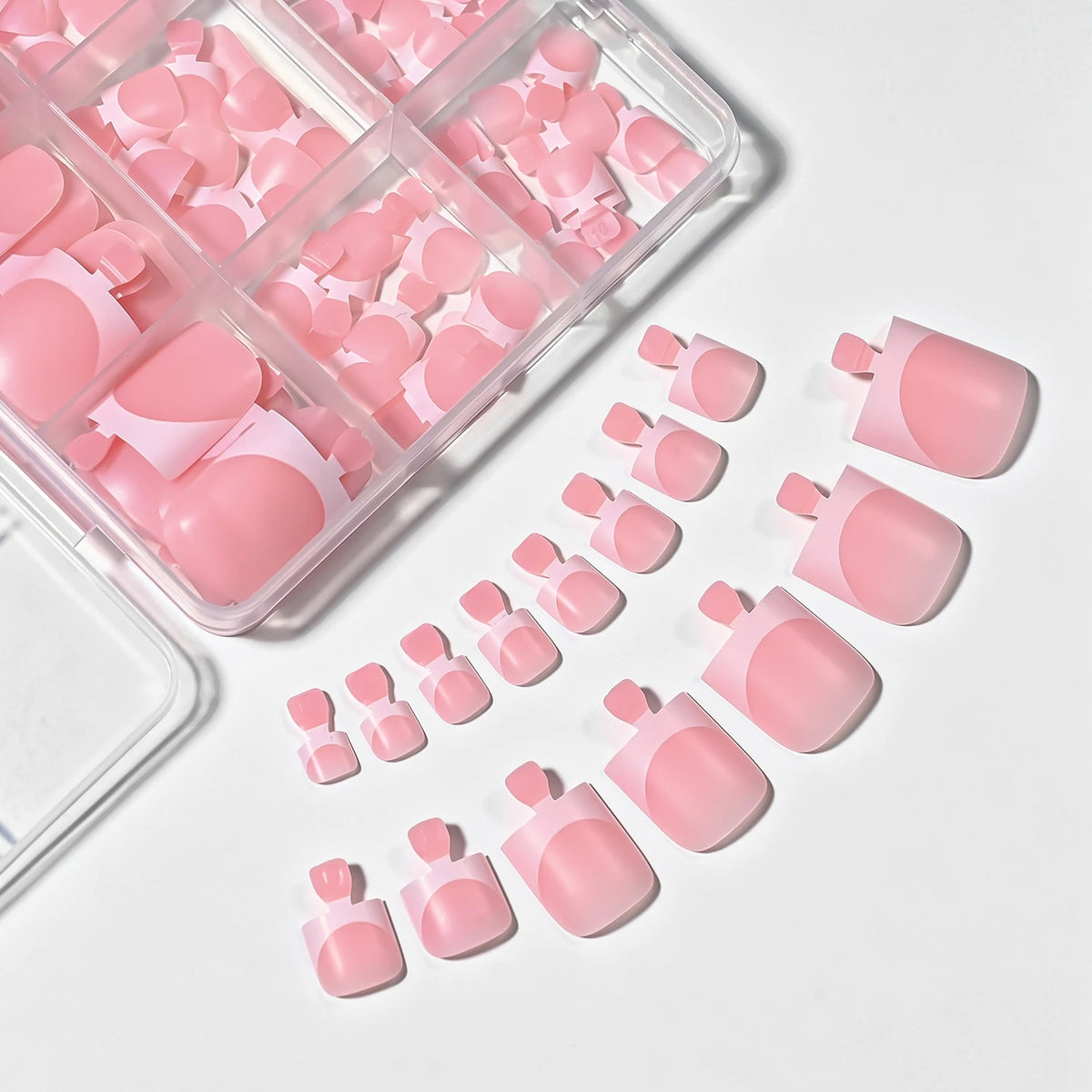 150Pcs Matte Nude Pink French Press-On Toenails Short Square