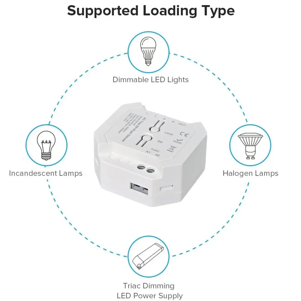 Wireless AC Triac Dimmer Switch 110–220V | Push & Remote