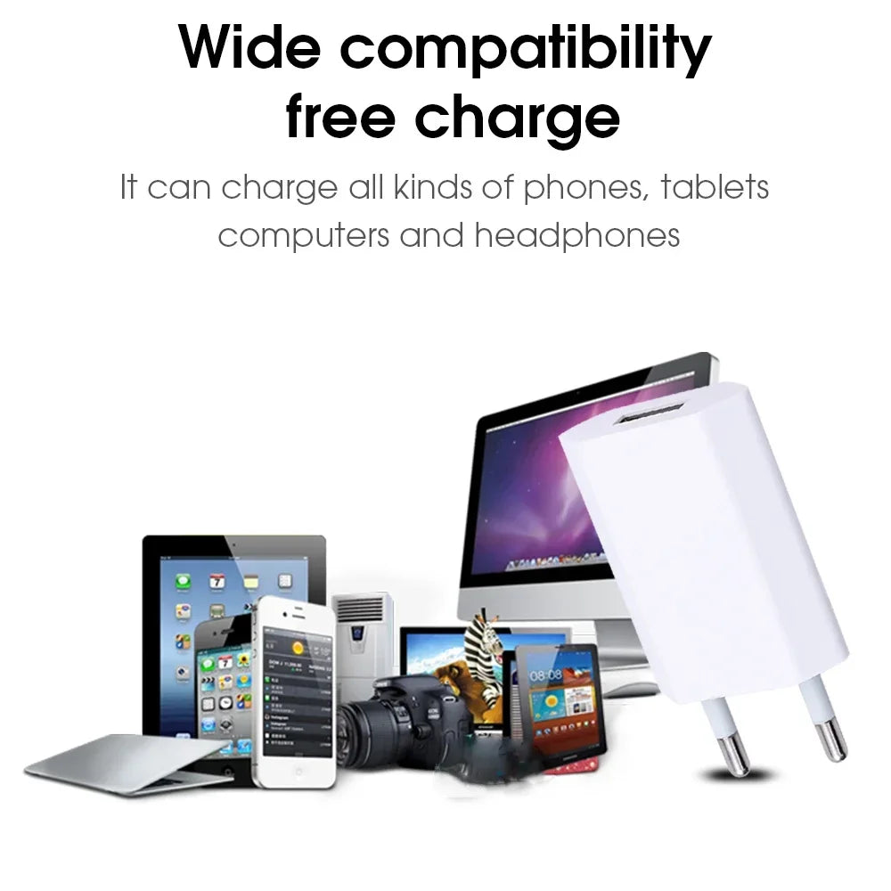 Universal 5V 1A EU USB Wall Charger – 1–5 Pack USB Wall Charger PRIMED