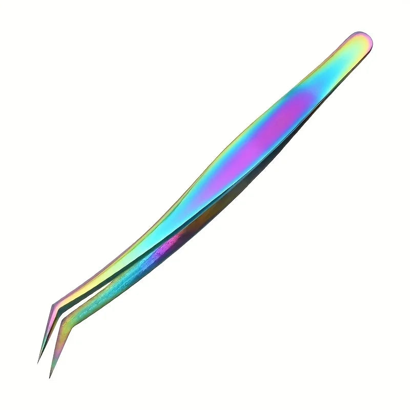 Titanium Precision Eyelash Tweezers – Stainless Steel Makeup