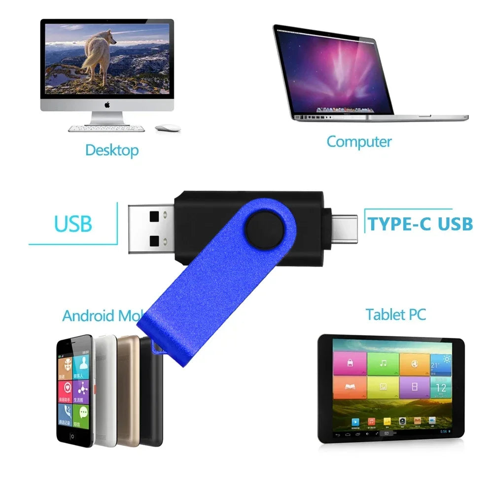 2-in-1 USB C Flash Drive 64GB 128GB OTG Dual Type-C Pendrive USB Flash Drive PRIMED