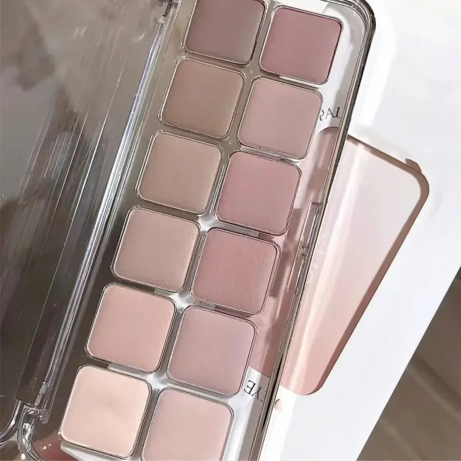 12-Color Matte Eyeshadow Palette | Korean Tea & Apricot Tones Eyeshadow Palette PRIMED 12 Color
