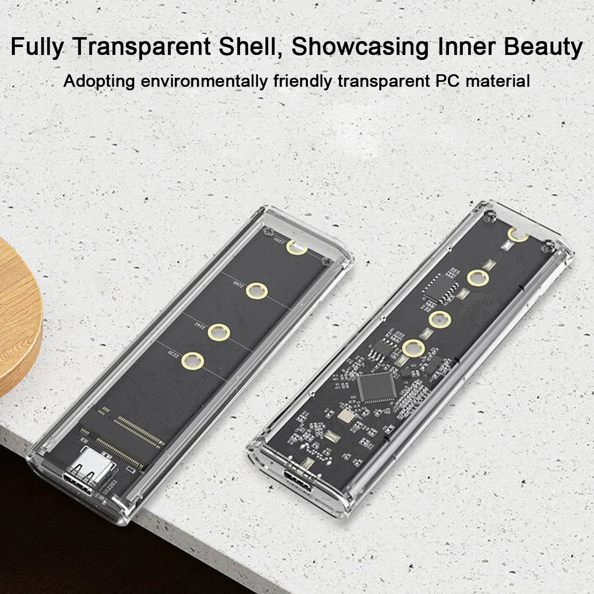 M.2 NVMe SSD Enclosure USB 3.1 Type-C | 2230–2280 Transparent SSD Enclosure PRIMED