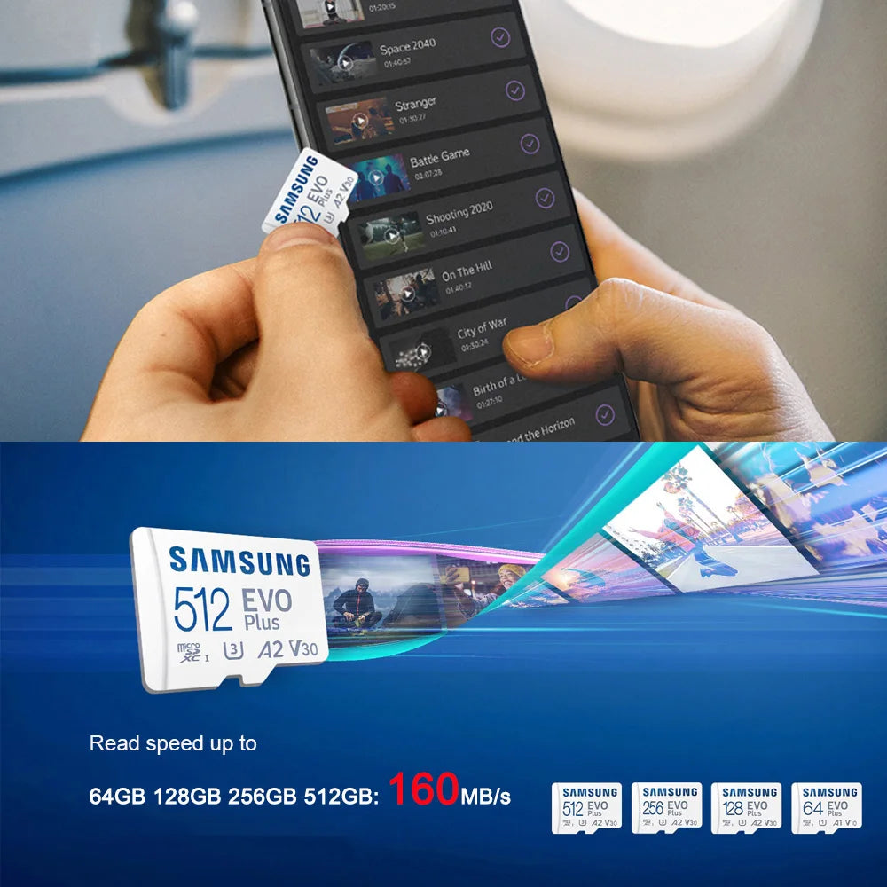 Samsung EVO Plus MicroSDXC 64GB–512GB U3 V30 A2 Memory Card MicroSD Memory Card PRIMED