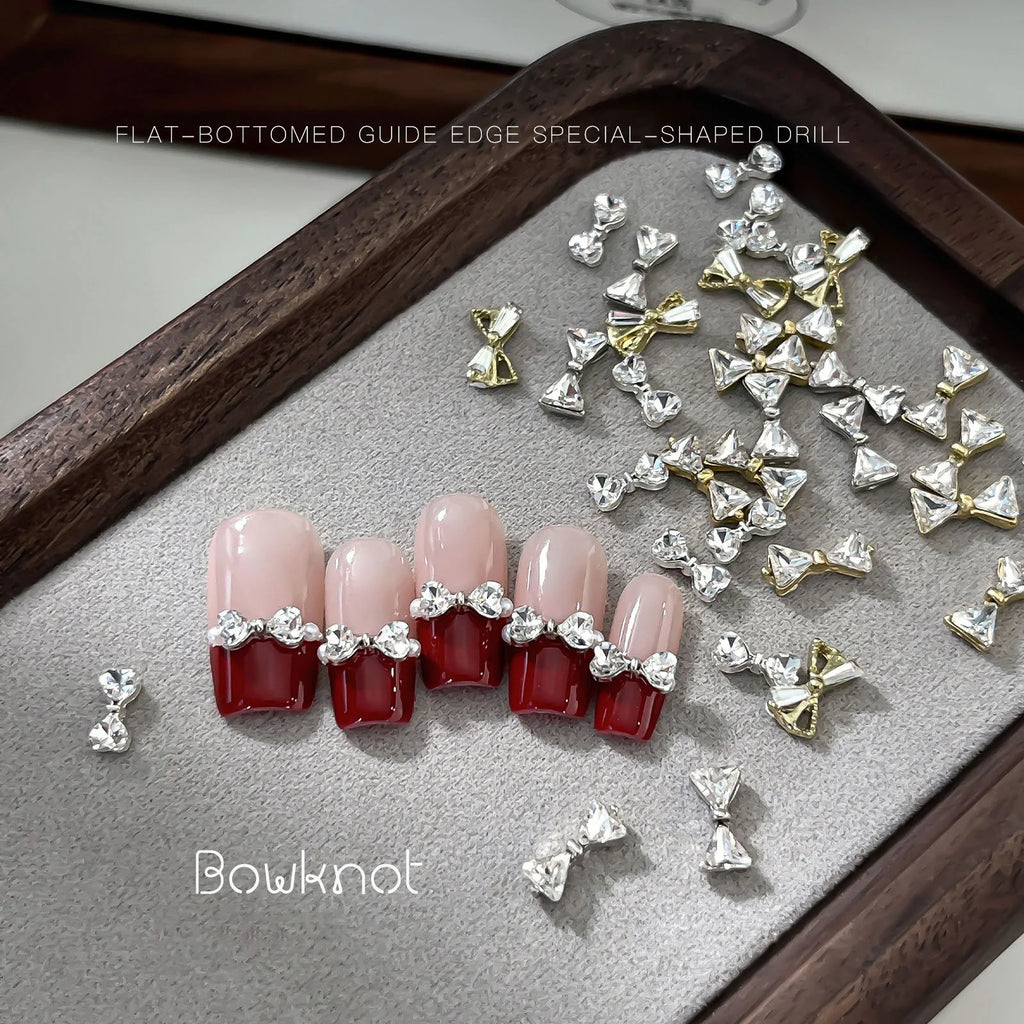 3D Zircon Bowknot Nail Charms | Crystal Rhinestone Flatback Art Nail Art Charms PRIMED