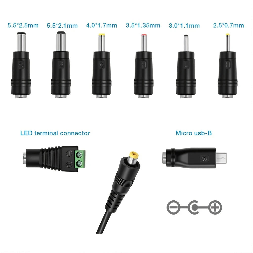 30W Universal Power Adapter Adjustable 3V–12V EU/US Plug Universal Power Adapter PRIMED