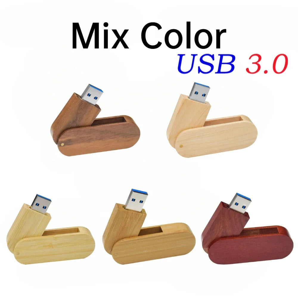 10-Pack Custom Logo Wooden USB 3.0 Flash Drives 32/64/128GB USB Flash Drive PRIMED 128 GB 10PMix