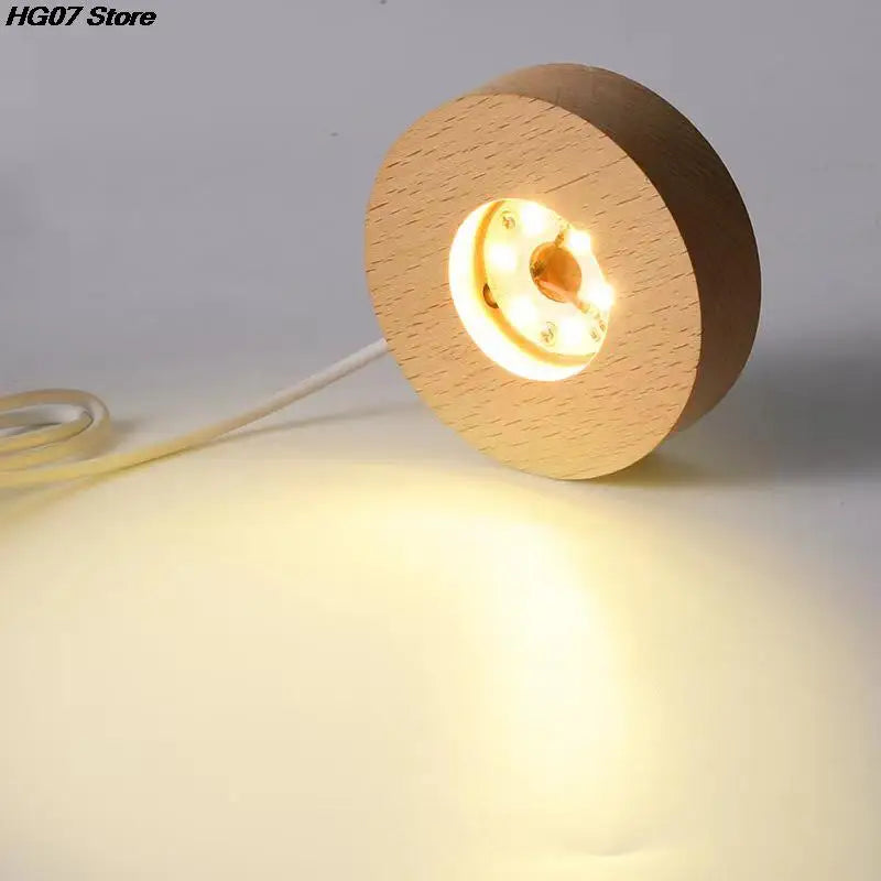 USB Wooden LED Light Base 6cm | Rotating Display Stand