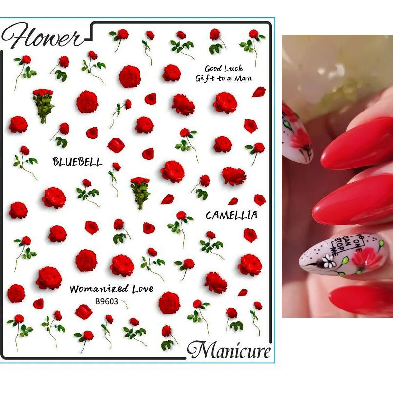 Sunflower Floral 3D Nail Art Water Transfer Decals Stickers