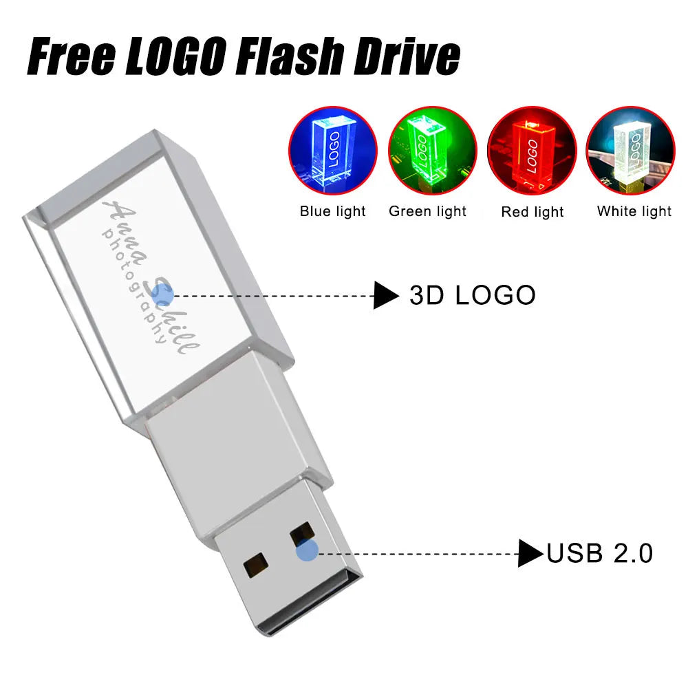 10-Pack Crystal USB Flash Drives | Custom Logo Wedding Gift Crystal USB Flash Drive PRIMED