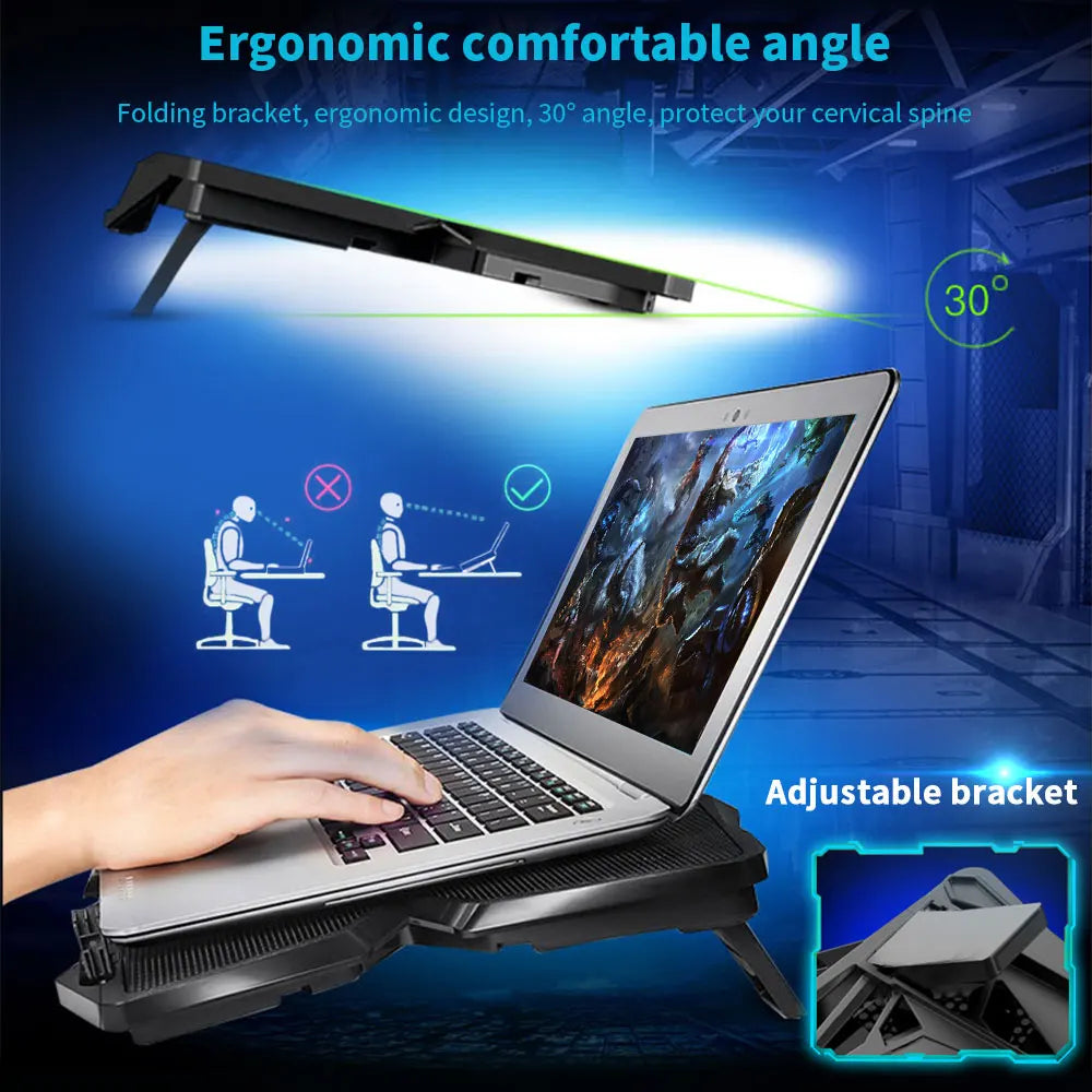 TISHRIC Laptop Cooling Pad – 4 Quiet Fans & USB Ports Laptop Cooling Pad PRIMED