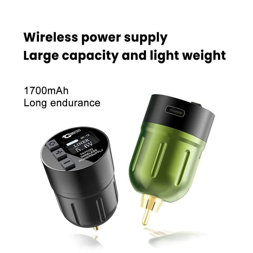 TC-6 Wireless Tattoo Power Supply 1700mAh LCD RCA