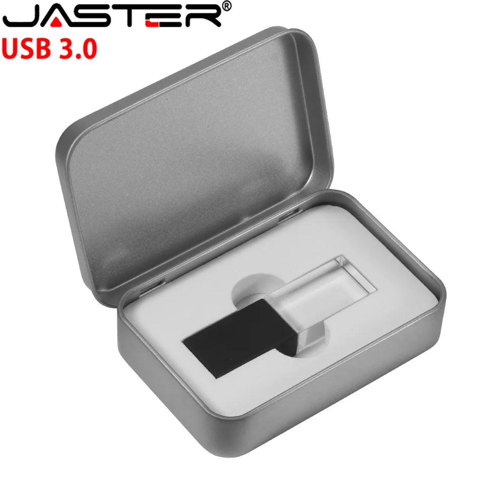 JASTER Crystal USB 3.0 Flash Drive 4GB–128GB Transparent Glass USB Flash Drive PRIMED