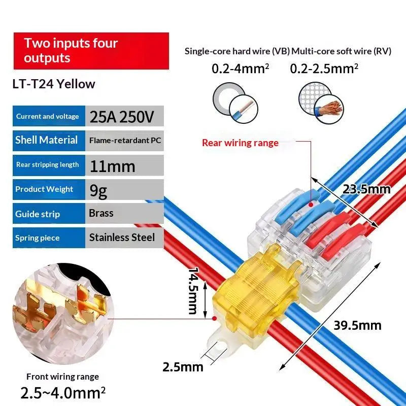 T-Type No-Strip Wire Connector | Quick Branch Terminal Block