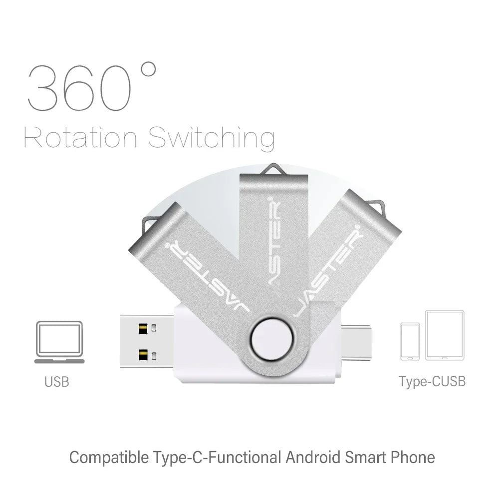 JASTER USB Type-C Flash Drive 16–128GB | 2-in-1 Pendrive USB Flash Drive PRIMED
