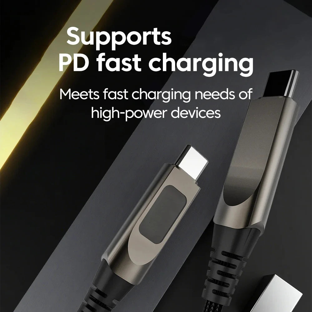 USB-C to USB-C Cable 5A PD Fast Charging with Digital Display USB-C Charging Cable PRIMED