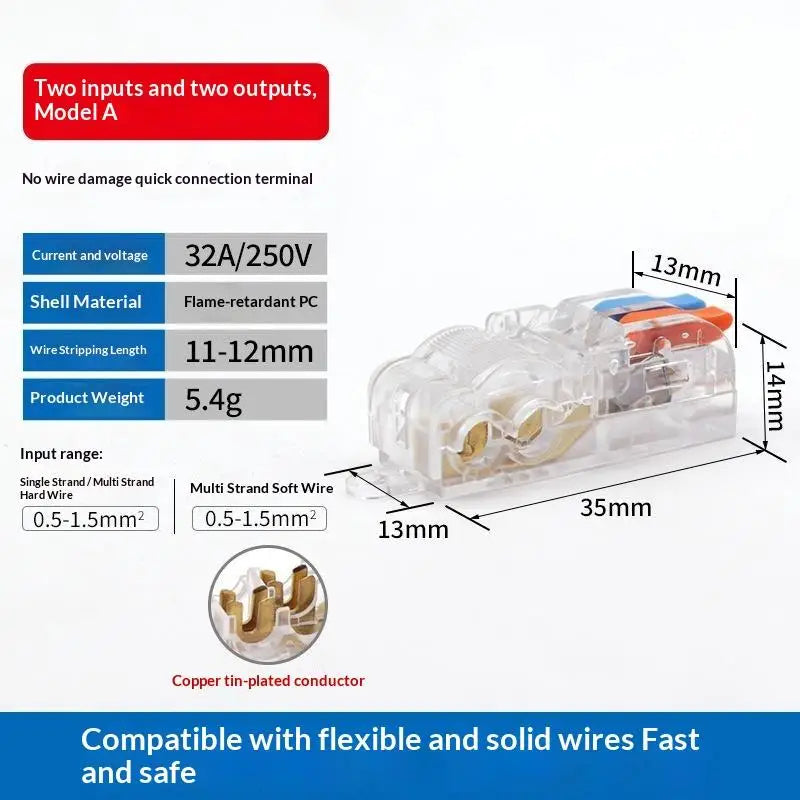 T-Type No-Strip Wire Connector | Quick Branch Terminal Block