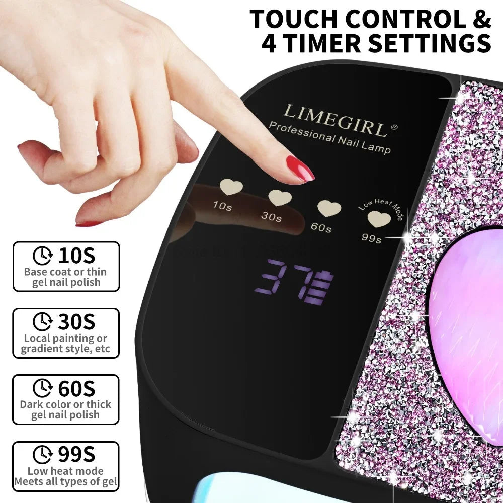 UV LED Nail Lamp Dryer – Rechargeable Heart Diamond Design