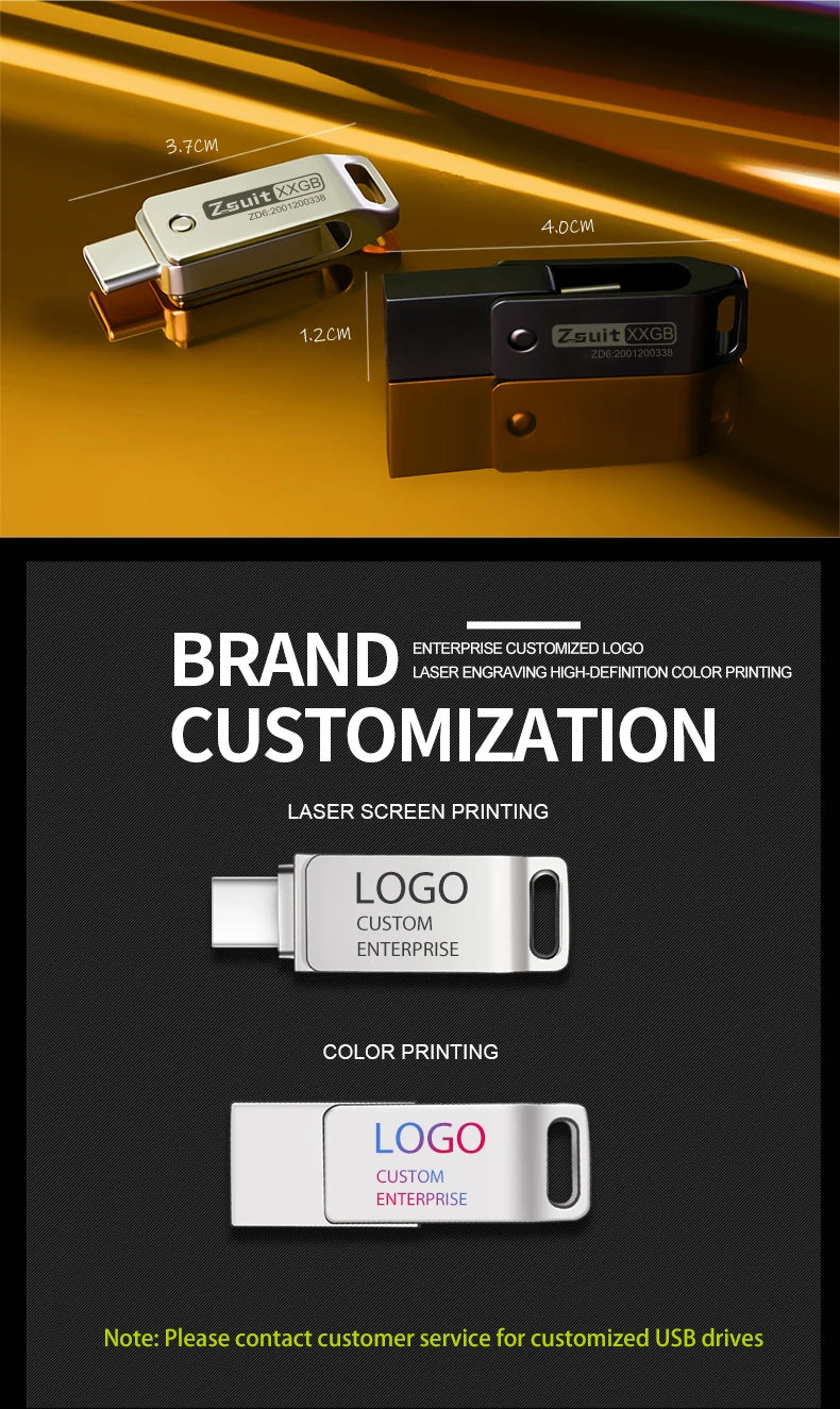 Zsuit 2-in-1 USB 3.0 & Type-C Flash Drive | Custom Logo